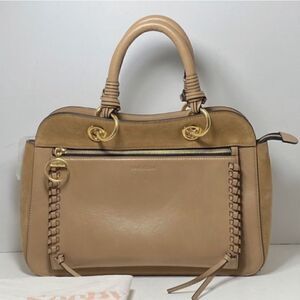 See by Chloé Tilda Whipstitch Grab Brown Leather Shoulder Bag Tan